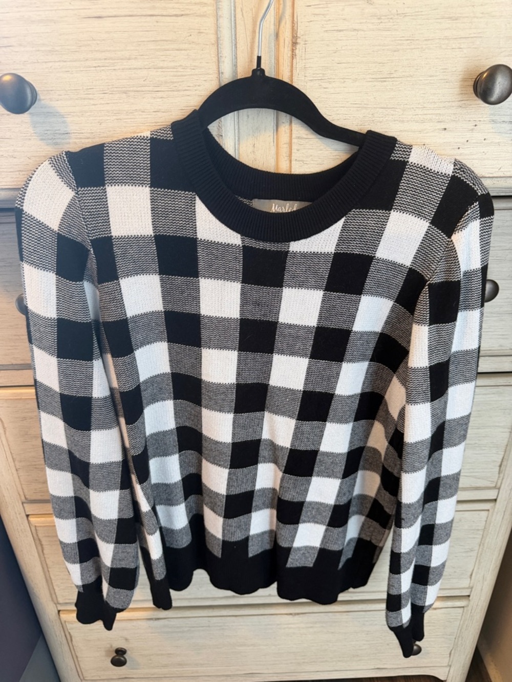Black & White Checkered Crewneck Sweater
